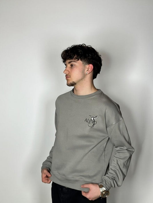 Graues ALEVO Sweatshirt mit Stickerei – minimalistisches Streetwear Piece